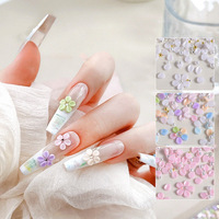 150Pcs Hiasan Kuku Berbentuk Kelopak Bunga Warna-warni Macaron Pink Resin Ukiran Bunga Hiasan Kuku DIY Aksesoris Manikur