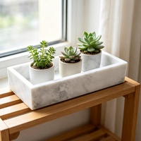 Plateau de rangement décoratif multifonctionnel mobile STONEKOCC avec logo personnalisé gravé, motif abstrait rectangulaire en marbre minimaliste