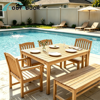 Ensemble table et chaises en racine de teck moderne 2026, écologique pour jardin, patio, piscine, cour, entrepôt, salon, hôtel