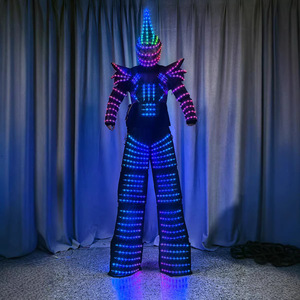 ชุดนักแสดงเดินบนไม้ค้ำพร้อมหมวกทรงแหลม ชุดไฟ LED สีรุ้ง สำหรับการแสดงบนเวที ชุดสำหรับผู้ใหญ่ทั้งชายและหญิง - Product Image 3