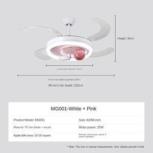 Modern Stealth Fan Light LED Living Room Restaurant Bedroom Children's Room Ceiling Fan Light Remote Electric Fan Light - Product Image 5