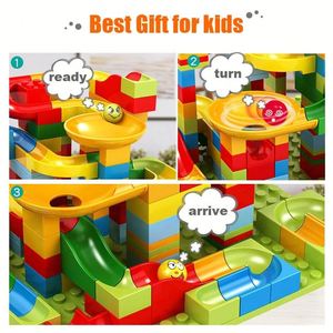 Bloques grandes de carreras de canicas para niños, 336 piezas, bloques de construcción compatibles, embudo, Tobogán, bloques, juguetes grandes para niños, regalo - Product Image 4