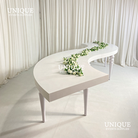 Großhandel Weiß Acryl platte Edelstahl Gold Gebogene Hochzeit Serpentine Tisch Luxus Doppel verwendungen Alle Weiß Runder Tisch