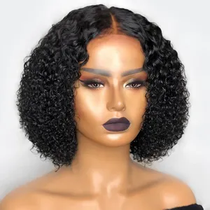 Short Human Hair Wigs Kinky Curly Wig For Women Remy Brazilian Pixie Cut Lace Front Natural Part Curl Wigs Lace