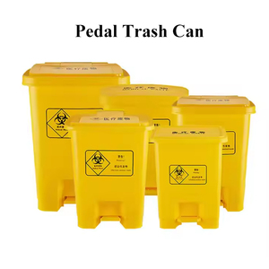 Poubelle à déchets médicaux en plastique jaune avec pédale, 15L, 20L, 30L, 40L, conteneur pour déchets biologiques dangereux, utilisation en laboratoire - Product Image 2
