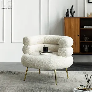 Stoel Sherpa Fauteul Luxury Modern Chaise Lounge Accent Chair White Armchair Sheepskin Teddy Boucle Fabric Chair For Living Room