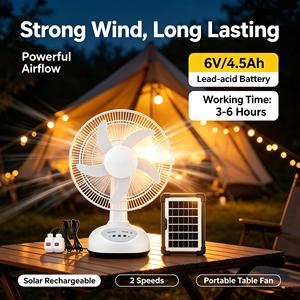 Compra uno y llévate otro: Ventilador portátil y solar de clase A con USB y luz, ventilador mecánico con panel solar para el hogar. - Product Image 1