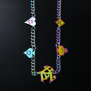 Trendy titanium steel playing cards <strong>hearts</strong> and spades <strong>emoji</strong> necklace men's hip hop colorful pendant necklace - Product Image 3