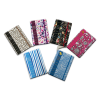 Carnet à couverture en tissu personnalisé avec poche et 2 marque-pages en ruban