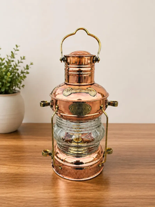 Handmade <b>Copper</b> Anchor <b>Lantern</b> Vintage Nautical Ship Lamp Brass Maritime Coastal Decor - Product Image 4