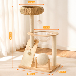 Multi-Functional Compact Sisal Cat Climbing Tree with Scratching <b>Post</b> Rotating Toy Ball and Compact Design - Product Image 5