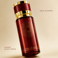 Flacon de parfum vide personnalisé de 250 ml, noir mat avec bouchon doré, flacon pulvérisateur en verre rechargeable de luxe, vente en gros, logo personnalisé
