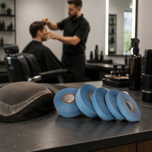 Rollo de cinta adhesiva azul de 36 yardas (1.9/2.54 cm) para pelucas con encaje frontal y extensiones de cabello con cinta adhesiva - Product Image 1