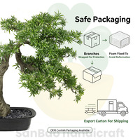 Arbre Bonsaï Artificiel Podocarpus 20 Pouces 51cm Plante Artificielle Verte en Pot pour la Maison, le Bureau, la Table, le Balcon, la Cour, la Veranda