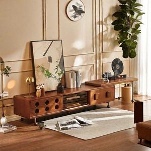 Mueble de TV telescópico de madera maciza, mueble de suelo extensible para sala de estar, para uso doméstico en apartamentos pequeños - Product Image 2