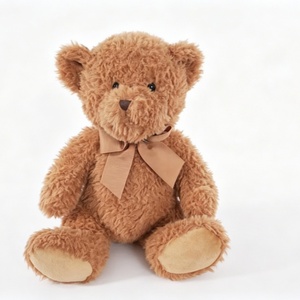 Sac à dos en peluche personnalisé avec nœud en ruban, marron clair, design classique, style assis, rembourrage en coton PP, hauteur 51-99 cm, unisexe, pour fêtes - Product Image 1
