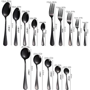 Bulk Stainless Steel Black Silverware Cutlery Set Restaurant Metal Serving Spoon