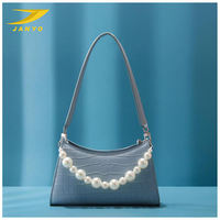 Sac à main professionnel de marque supérieure pour femme, en cuir PU, texture crocodile, avec décoration de perles, à porter à l'épaule ou sous le bras