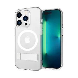 Capa de suporte dobrável transparente Beelan para celular, com capinha magnética, para iPhone 15, iPhone 13, 14 Pro 15, Ultra, 2024