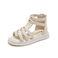 Sandales Filles Tendance Été 2025 à Bout Ouvert | Style Princesse Bébé Romain | Semelle Souple Antidérapante en PVC | Parfaites pour Fête et Tenue Décontractée