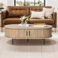 Table basse modulaire extensible en bambou style ferme avec rangement, design pliable pour salon - Meuble éco-responsable