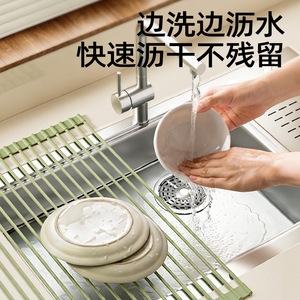 Draining Rack Silicone Foldable Sink <b>Storage</b> Rack L Size Square Shape Versatile Function <b>Collapsible</b> Design - Product Image 3