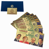 Billet de banque plaqué or 24 carats avec impression colorée de personnages, collection de cartes, vente en gros