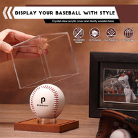 Transparente Acryl-Baseball-Vitrine mit Holzsockel UV-geschützt Staubdichter Würfel-Schaukasten für Signierte Bälle Sport-Sammlerstücke