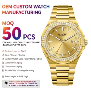 นาฬิกาข้อมือจักรกล OEM Gold 316L สแตนเลสสตีล สลักโลโก้ตามสั่ง เรืองแสงพิเศษ กันน้ำ 50 เมตร ขอบหน้าปัดประดับเพชร ระบบอัตโนมัติ Miyota 8215 - Product Image 1