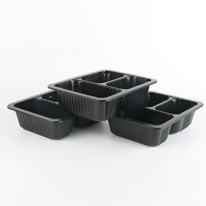 Custom Disposable Clear Plastic Packaging Delivery Clamshell 3 Compartment Food Container/Bento Box