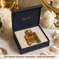 Boîte rigide de luxe pour parfum, emballage cadeau haut de gamme, personnalisée, bleu marine foncé, estampillage à chaud doré, fermeture magnétique