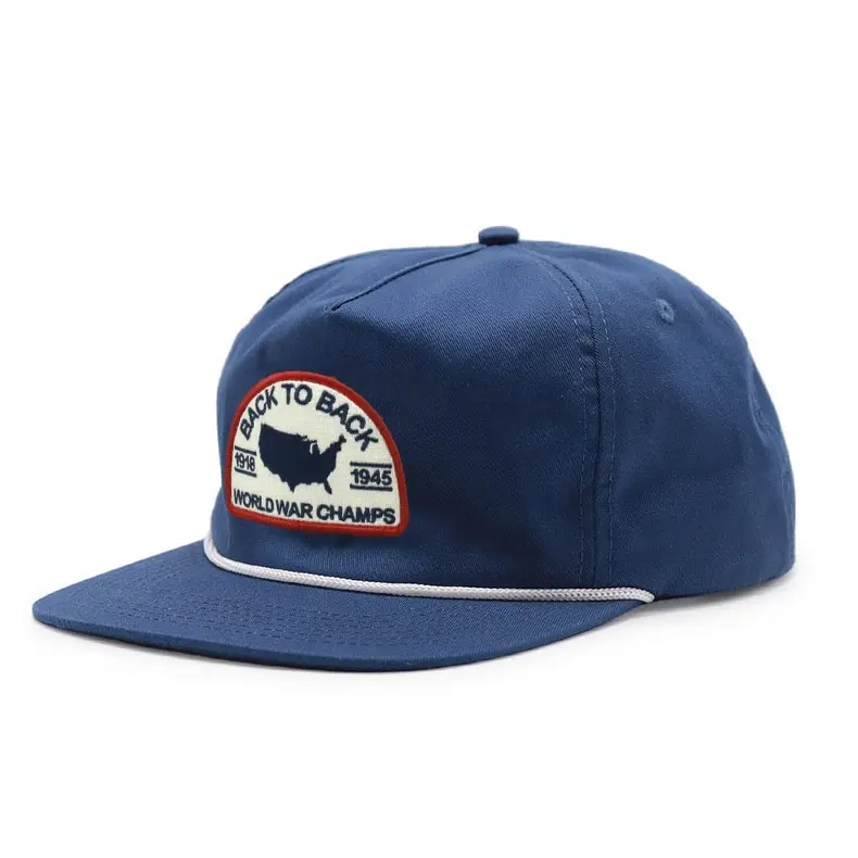 Ontwerp Uw Eigen Logo Katoen Platte Rand 5 Panel Terugschieten Ongestructureerde Cord Cap Hoed Groothandel