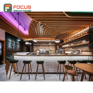 Mostrador de Servicio Contemporáneo para Cafetería, Acabado de Panel Blanco, Área de Exhibición de Bolsas de Café, Mostrador de Servicio para Barista - Product Image 4