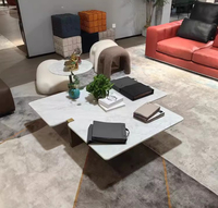 Table basse multifonctionnelle moderne en acier inoxydable et marbre avec pieds en métal, unique en Turquie