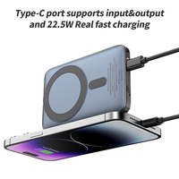 Charge sans fil Portable 22.5W charge rapide Mini batterie externe magnétique affichage LED câbles intégrés 5000mAh Powerbank avec support