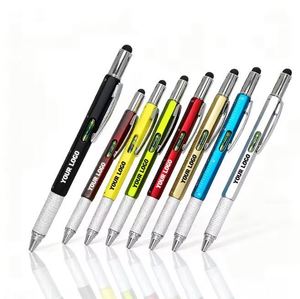 Stylo multifonction 6 en 1 avec logo personnalisé, stylo à bille avec règle et niveau - Product Image 1