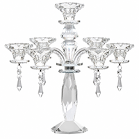 Candélabre de luxe en cristal argenté fait main, centre de table de mariage élégant, porte-bougie en verre à facettes pour événements, fêtes et maison