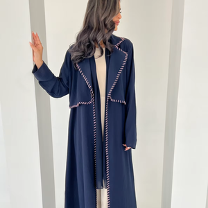 Abaya Leduo personnalisée, bleu marine, brodée à la main, respirante, longue, style ample, pour l'été, pour femmes musulmanes. - Product Image 1