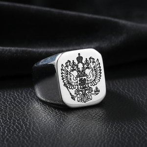 Bague Chevalière Double Aigle en Acier Inoxydable 316L Étanche pour Homme – Argent/Noir/Or – Bijou Audacieux et Masculin - Product Image 1