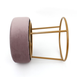 Customized pink Fabric Velvet <strong>Stool</strong> Chairs and <strong>Soft</strong> Ottoman Shoe <strong>Stool</strong> with Gold Matel Base - Product Image 4