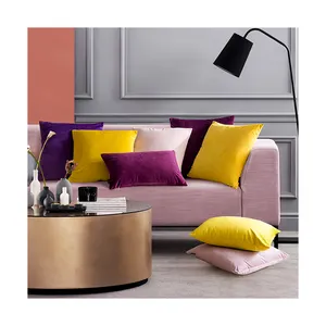 Sang Trọng Nhung Đệm Bìa Vuông Rắn Đồng Bằng Màu Sắc Trang Trí Gối Ném Màu Hồng Vàng Đen Trắng Siêu Mềm Lá Khuyến Mại - Product Image 1