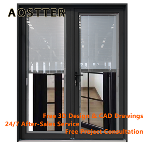<span class=keywords><strong>Porte</strong></span> <span class=keywords><strong>de</strong></span> <span class=keywords><strong>garage</strong></span> battante AOSTTER en alliage d'<span class=keywords><strong>aluminium</strong></span> à cadre fin avec double vitrage trempé et écran en acier inoxydable, design décoratif - Product Image 1