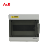 Boîtier de distribution d'alimentation A&B AB-SH9PN IP65 étanche à la poussière en ABS, 12 voies, avec rail DIN, 450V