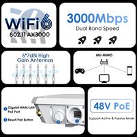Point d'accès sans fil extérieur puissant Wifi 6 Wifi 5, portée longue distance 1200m, PoE Mesh, étanche IP67, Wavlink Ax1800, AP haute vitesse