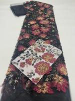 Tissu brodé de fleurs en relief 3D avec perles AO.YI. pour robes de mariée et robes de soirée - Robes de mariée et tenues de soirée