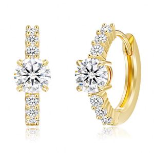 Boucles d'oreilles créoles Huggie en argent sterling S925 plaqué or avec moissanite étincelante 1,0 ct taille ronde VVS GRA pour femme - Product Image 2