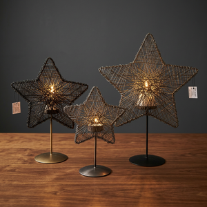 Juego de Portavelas Decorativos de Hierro con Diseño de Estrella, Resistentes al Calor, Hechos a Mano, con Impresión Digital, Decoración para el Hogar, Faroles Navideños de Alambre Metálico - Product Image 1