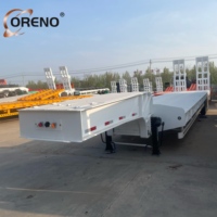 Semi-remorque Lowboy Lowbed en acier à 3 essieux avec capacité de 30 tonnes, plaque de base en acier ondulé, suspension à trois essieux à vendre