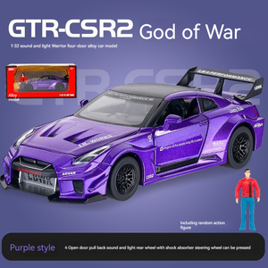 Modellino Auto in Metallo Pressofuso 1:32 <span class=keywords><strong>Nissan</strong></span> GTR-CSR2 con Suono e Luci, Giocattolo Sportivo a Retrocarica con Base Espositiva - Product Image 6