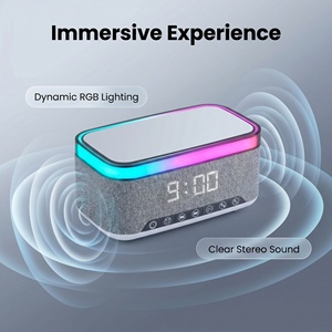 Chargeur Sans Fil avec Réveil, Lampe de Bureau Haut-Parleur LED RGB Colorée Clignotante pour Téléphone Portable, Salon et Table de Chevet - Product Image 2